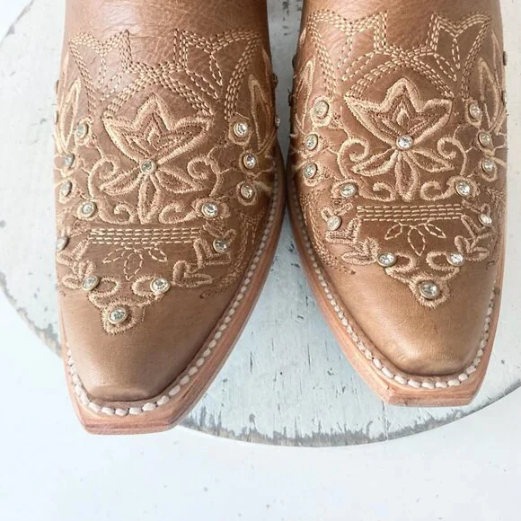 Lane DESTINY Womens Cowboy Boots 8.5 Brown Western Cowgirl Bridal Mid Calf Tall - Picture 6 of 11